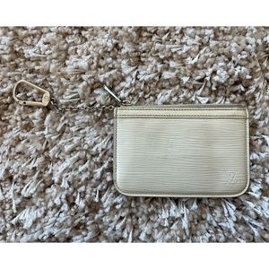 Louis Vuitton Epi Leather Zip Wallet with Key Ring Cream